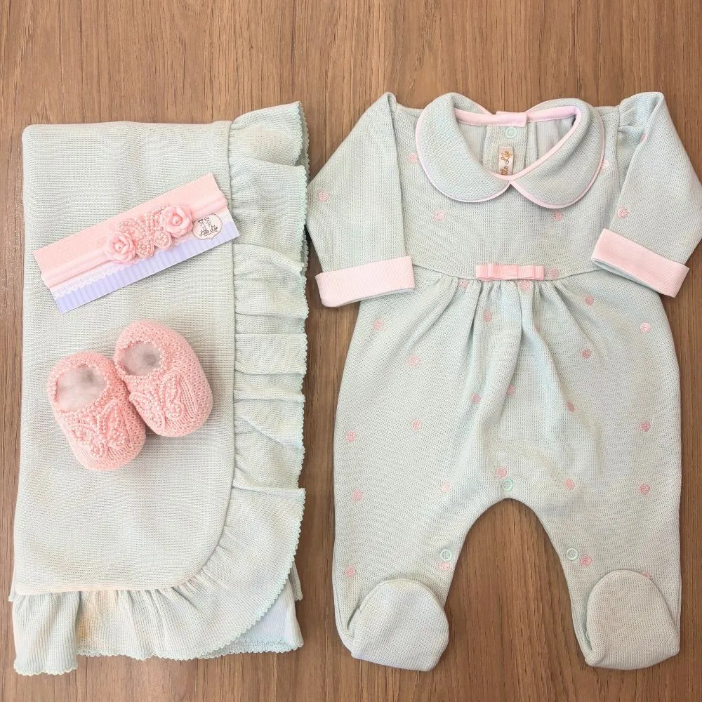 Kit Saída de Maternidade Tricotil Bianca Verde - 4 peças